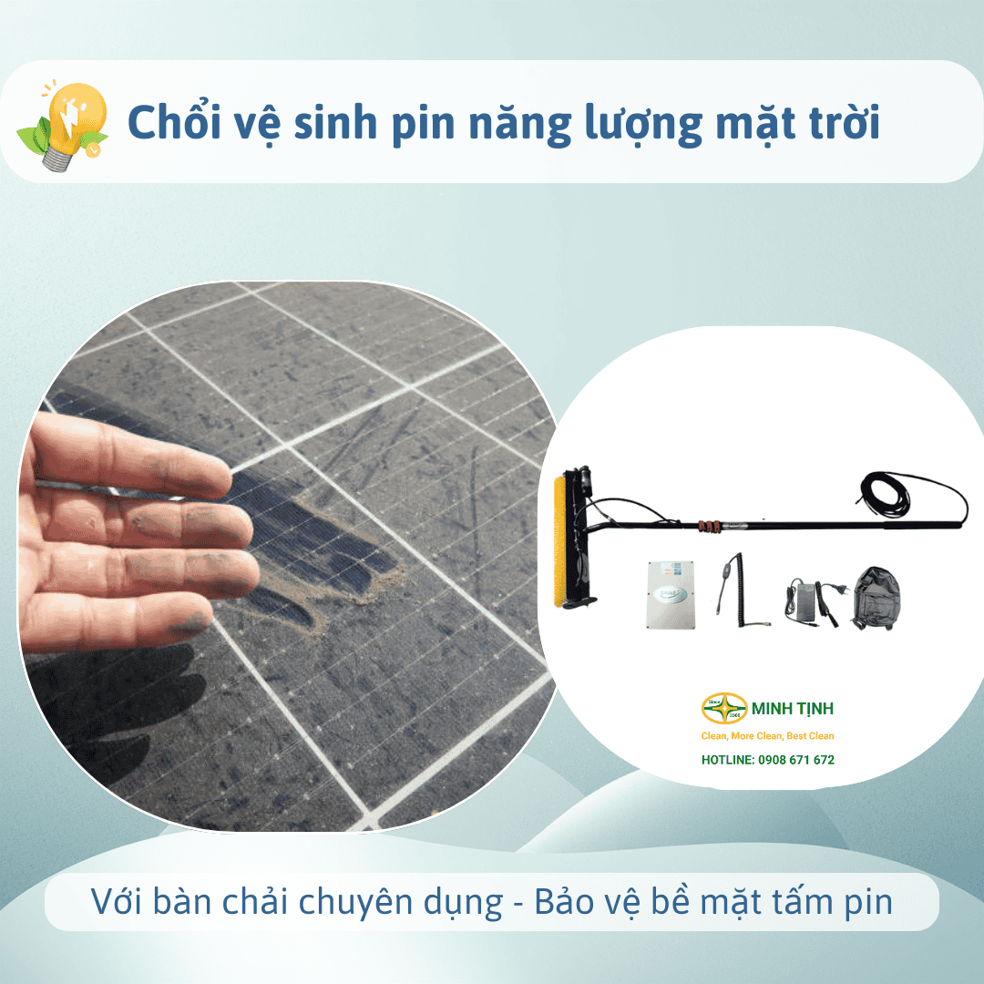 Chổi vệ sinh pin năng lượng mặt trời với bàn chải chuyên dụng