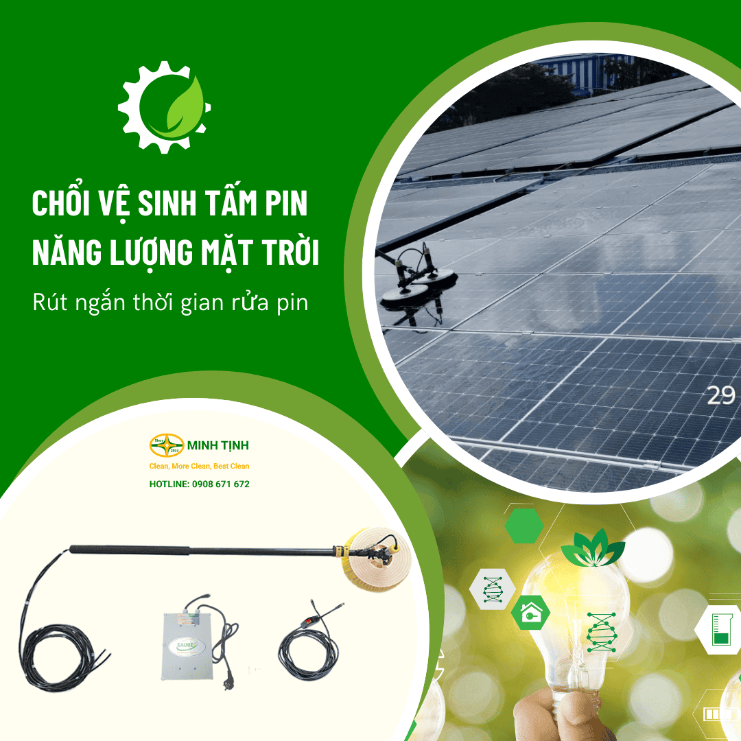 Chổi vệ sinh tấm pin năng lượng mặt trời rút ngắn thời gian rửa pin