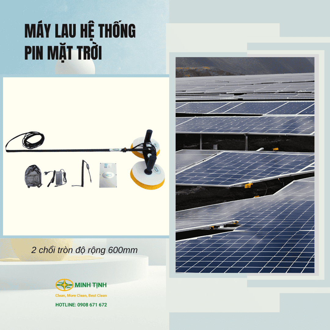 Máy lau hệ thống pin mặt trời 2 chổi tròn