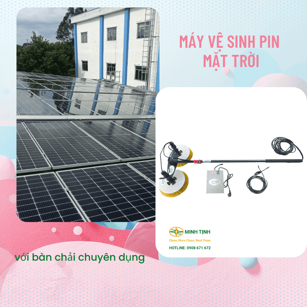 Máy vệ sinh pin mặt trời với bàn chải chuyên dụng